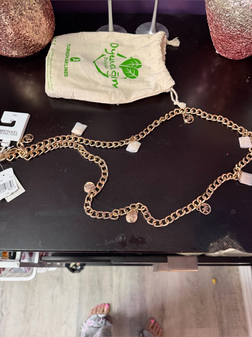 Micheal kors gold belt  size L/xl